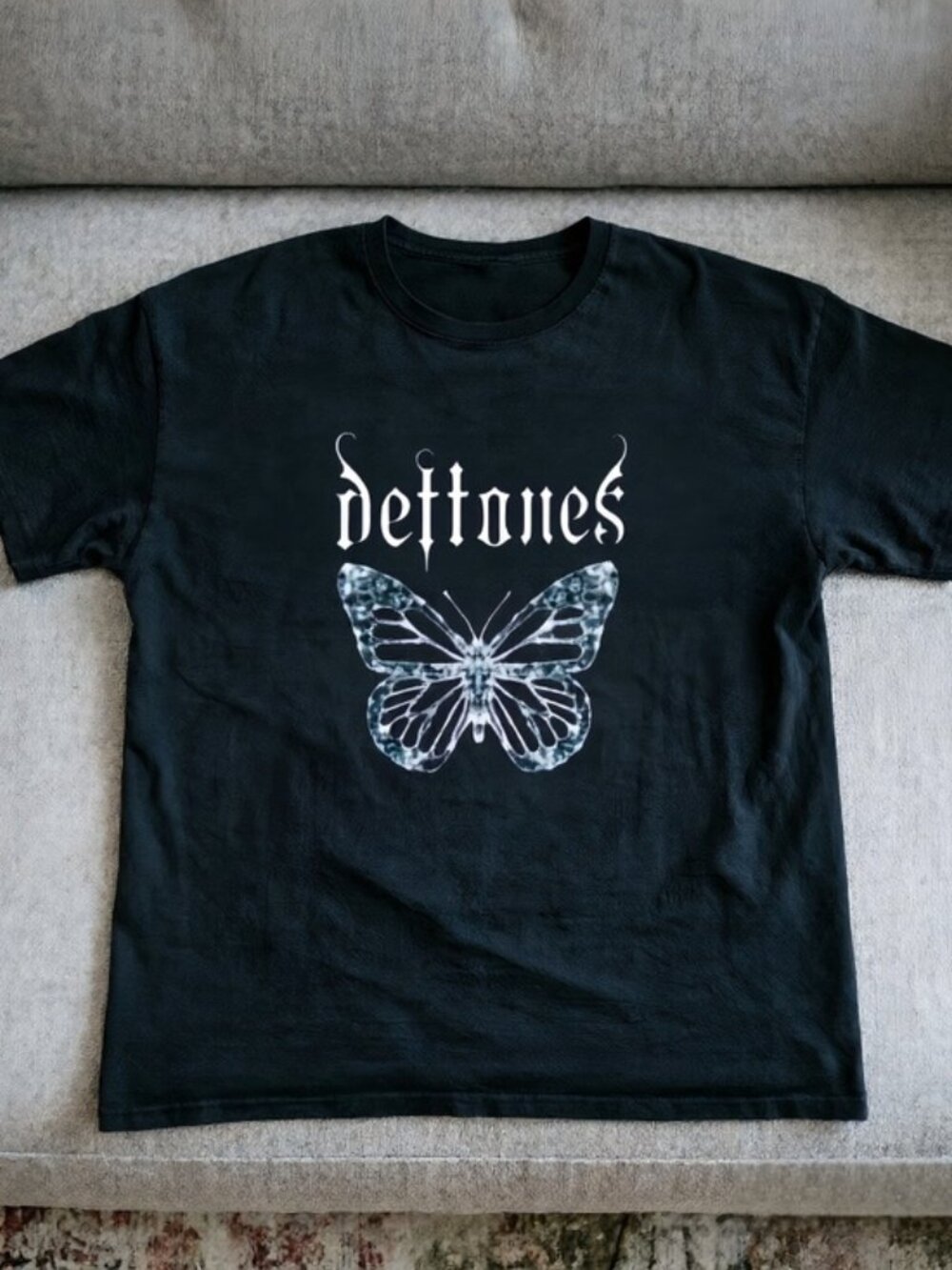Black Deftones butterfly print T-shirt Women Men T-shirt unisex.